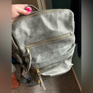 Gray vegan leather purse